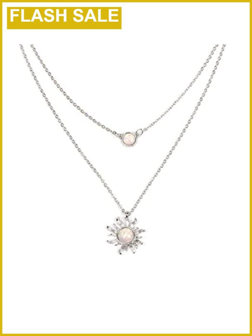 Layered Choker Necklace Sun Moon Charm Pendant Cable Chain Jewelry for Women